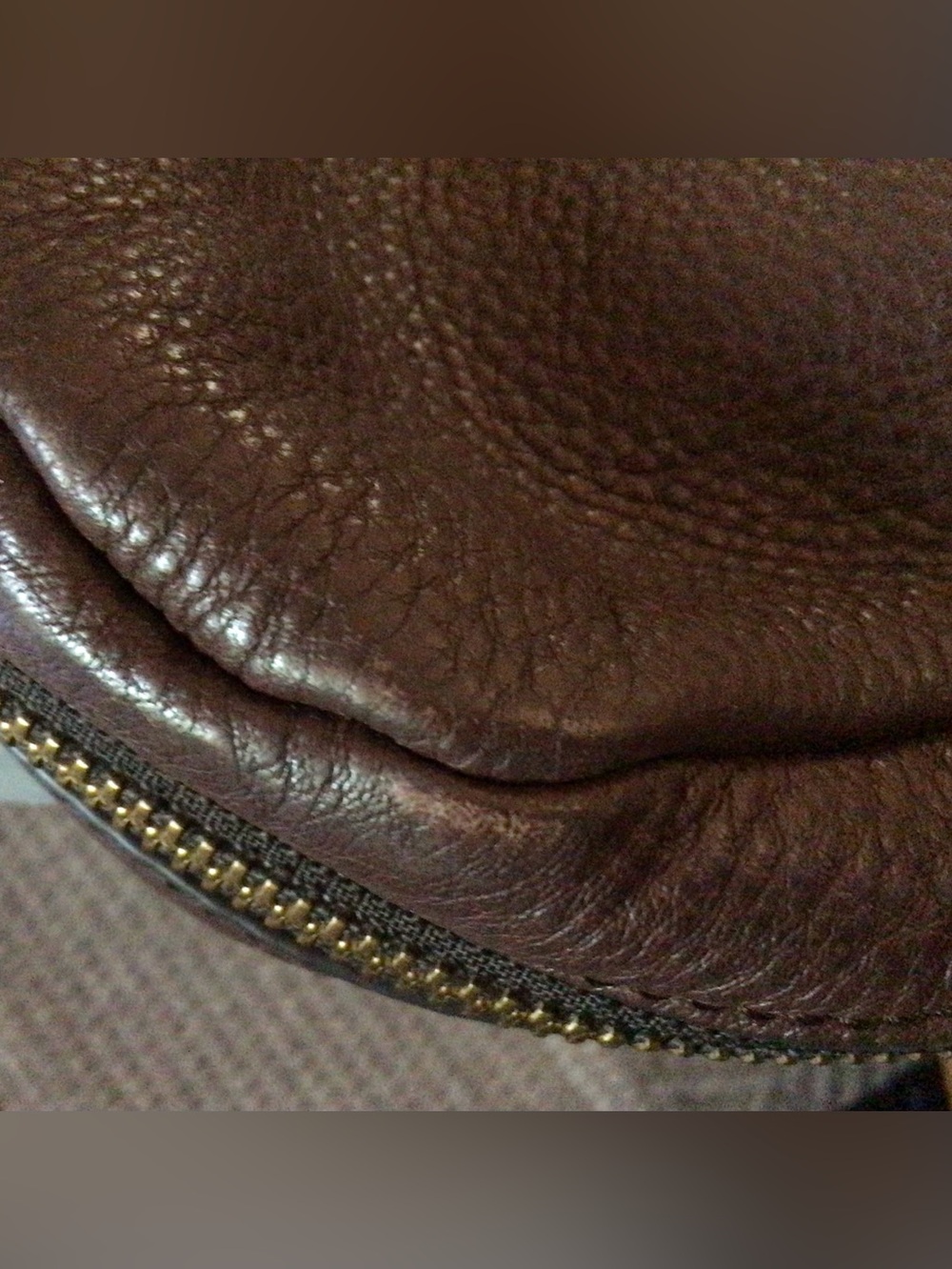 Fossil / Preston Espresso Pebbled Leather Crossbody Bag with Gold Hardware - Picture 9 of 12